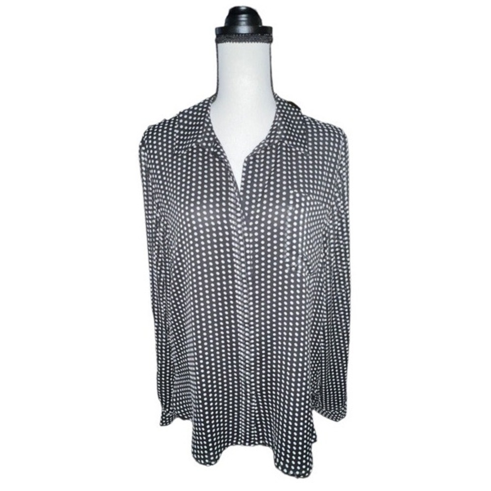 TOMMY HILFIGER WOMEN’S PRINTED POLKA DOT BLOUSE.